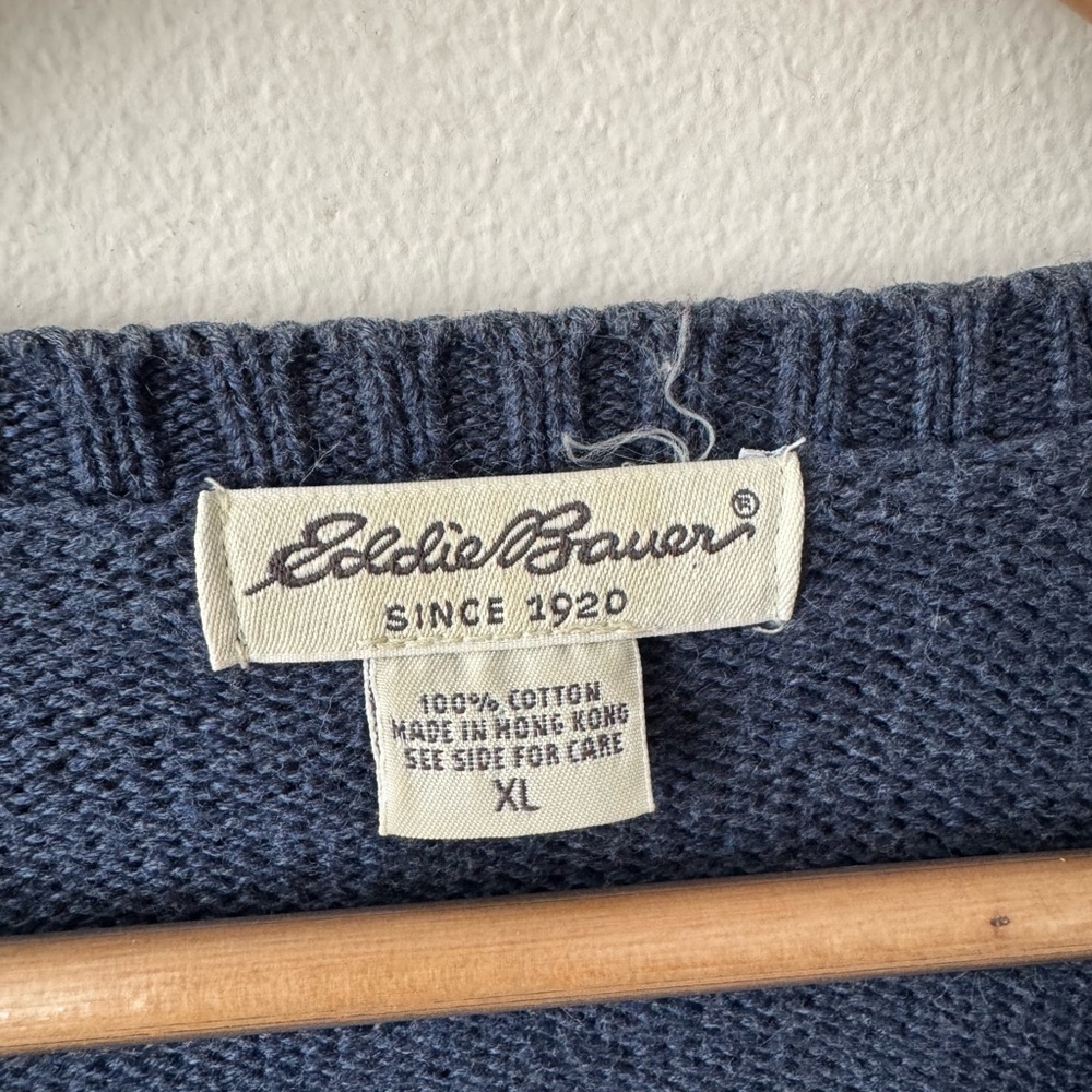 SOLD—Vintage Eddie Bauer Navy Floral Cardigan - Picture 7 of 8